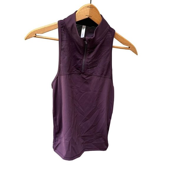 Athleta Purple Knockout HIIT Mesh 1/4 Zip Pullover Active Tank - Size XS - Picture 1 of 5